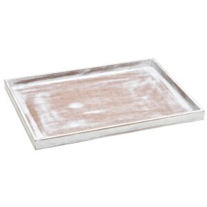 Vassoio rettangolare in legno bianco shabby