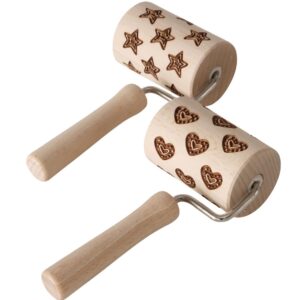 Rullo timbro decorativo per biscotti cuori o stelline