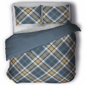 Parure copripiumino matrimoniale Tartan blu