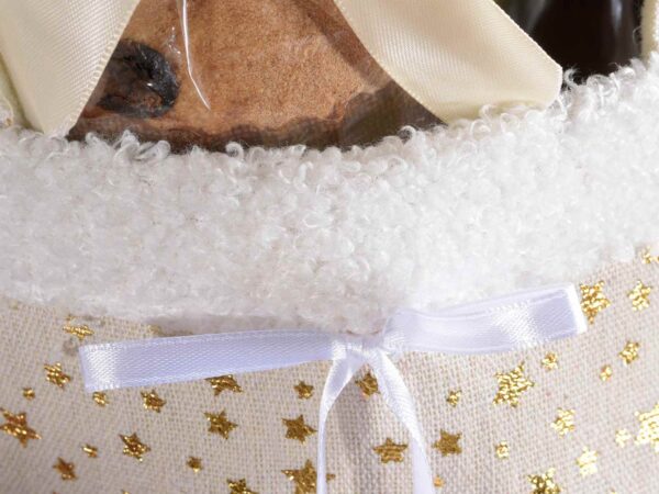 Borsetta in stoffa con pompon e decori oro - immagine 2