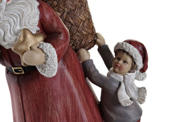 Babbo Natale con albero e bambino in resina - immagine 2