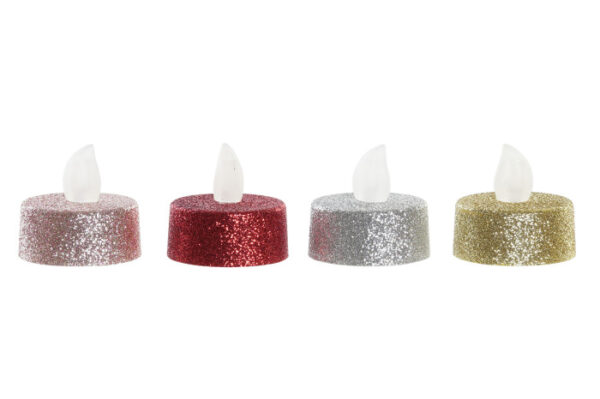 Set 4 candeline a led in quattro colori glitter - immagine 2