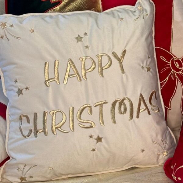Cuscino beige Happy Christmas