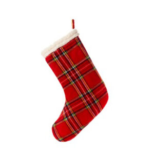 Calza Befana in plaid tartan rosso