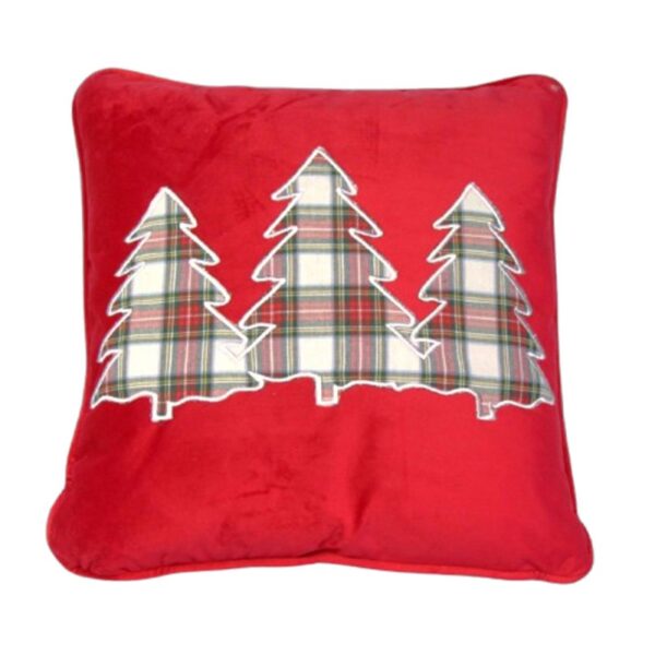 Cuscino rosso con alberini tartan
