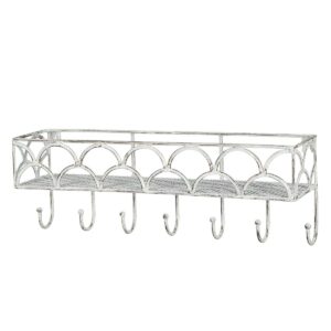 Mensola in ferro bianco shabby con ganci