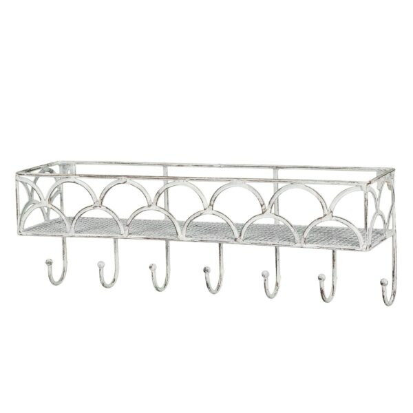 Mensola in ferro bianco shabby con ganci