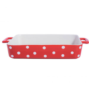 Pirofila rettangolare rosso con pois bianchi – Isabelle Rose