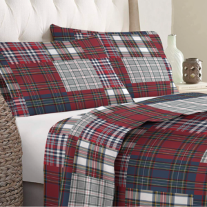 Completo letto piazza e mezza in flanella tartan mix