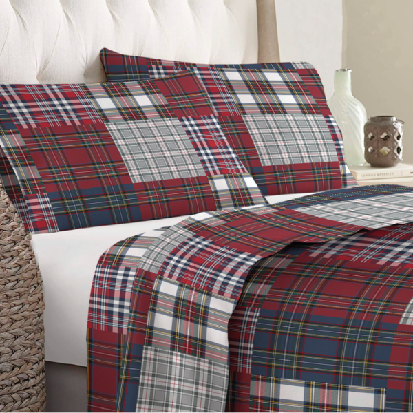 Completo letto piazza e mezza in flanella tartan mix