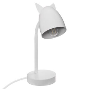 Lampada da tavolo in metallo bianco con orecchie