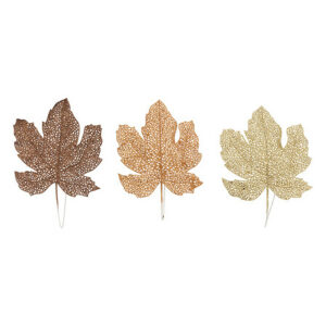 Set 3 foglie d'acero glitter bronzo