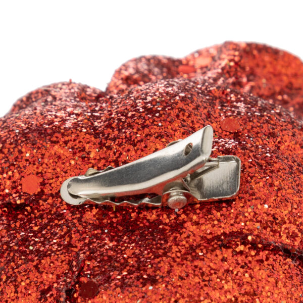 Rosa glitter rosso con spilla - immagine 2