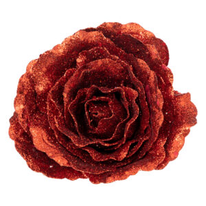 Rosa glitter rosso con spilla