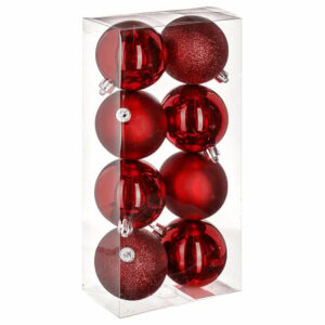 Set 8 palle di natale rosso D.70mm