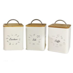 Set 3 barattoli ermetici in latta e legno