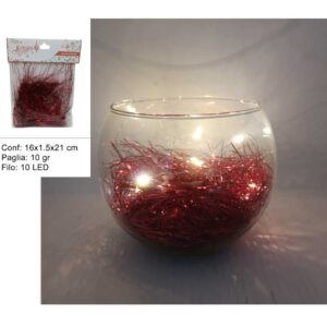 Paglia laminata rossa con filo luci LED