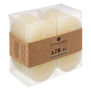 Set 4 candele rustica avorio h.4,5cm