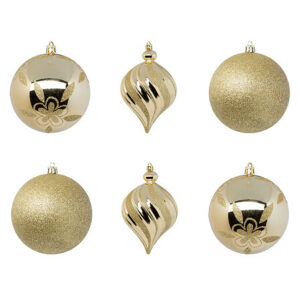 Set 6 palle di Natale oro 10cm
