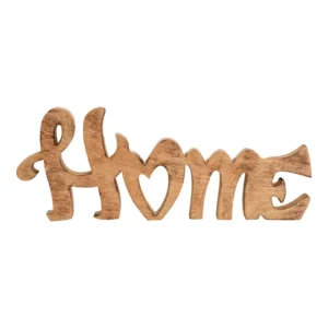 Scritta Home in legno di mango con cuore 60cm