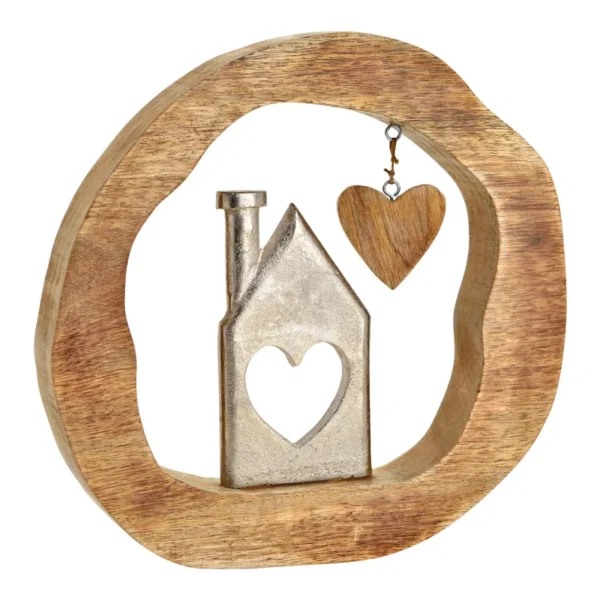 Casetta con cuore in legno e alluminio 27cm