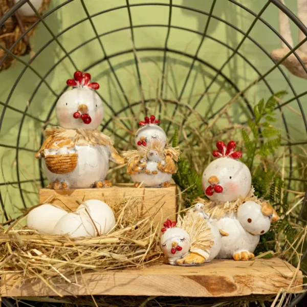 Pollo in polyresina con collo in paglia - immagine 2
