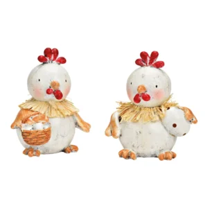 Pollo in polyresina con collo in paglia