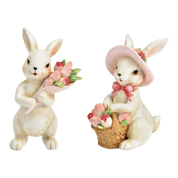 Coniglietto con bouquet di tulipani