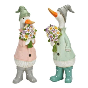 Anatra con bouquet in polyresina