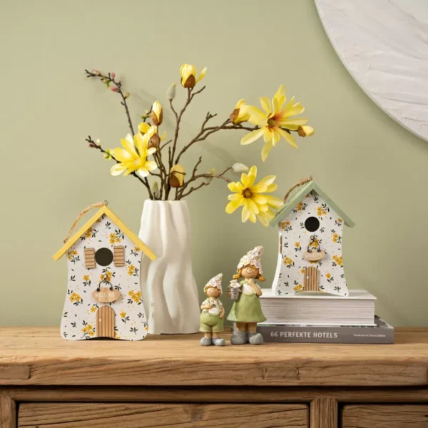 Casetta per uccellini Welcome con fiori - immagine 2