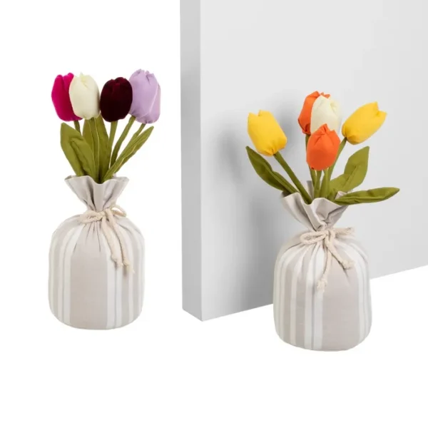 Fermaporta vasetto con tulipani