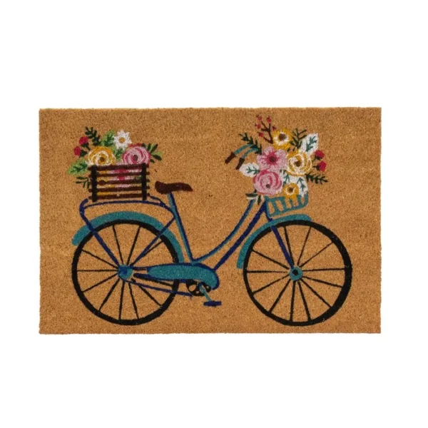 Zerbino in cocco con bici di fiori colorati