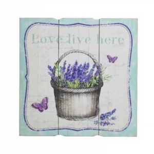Quadro in legno lavanda "Love live here"