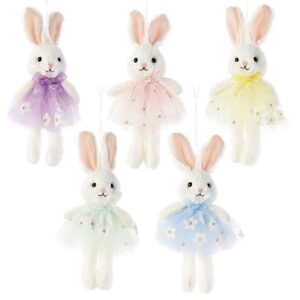 Coniglietto con abito in tulle a fiori da appendere