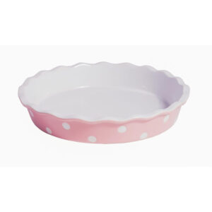 Pirofila rotonda rosa con pois bianchi