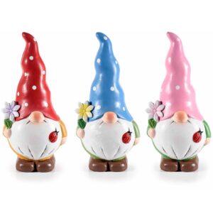 Gnomo in terracotta con coccinella e fiore h.23cm