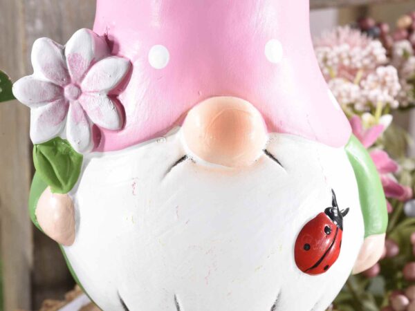 Gnomo in terracotta con coccinella e fiore h.23cm - immagine 2