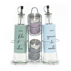 Set per condimento con struttura in metallo
