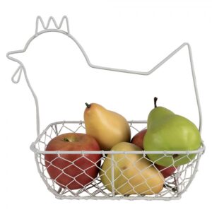 Cestino gallina in metallo bianco