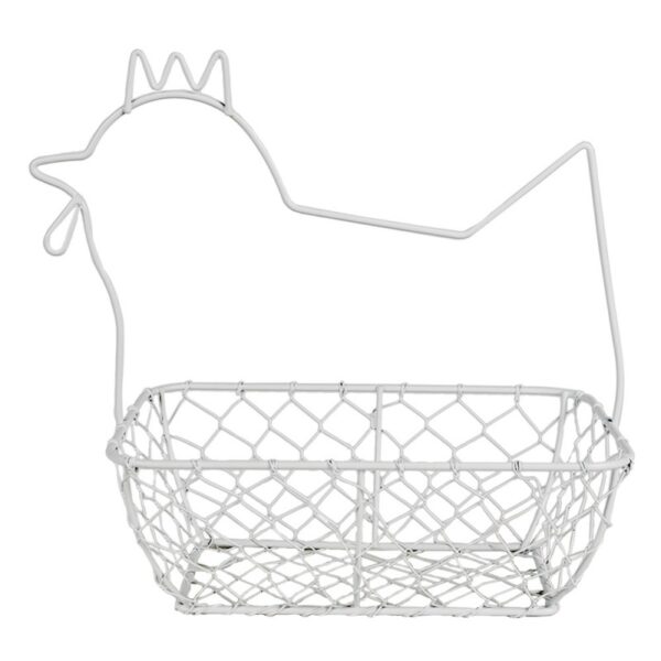 Cestino gallina in metallo bianco - immagine 3