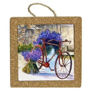 Sottopentola lavanda in sughero e ceramica