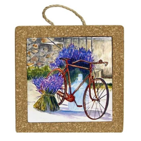 Sottopentola lavanda in sughero e ceramica
