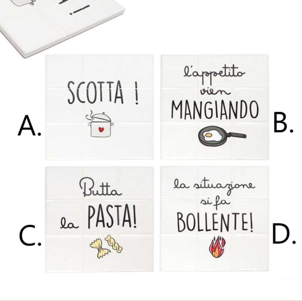 Sottopentola mattonella con scritte