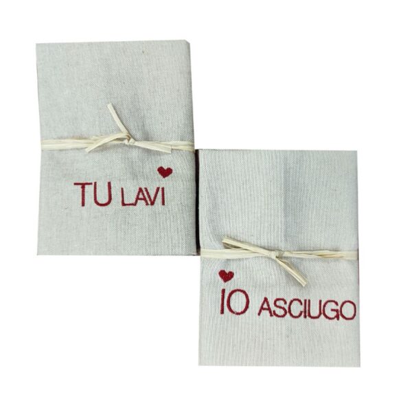 Set 2 strofinacci "Tu lavi...Io asciugo"