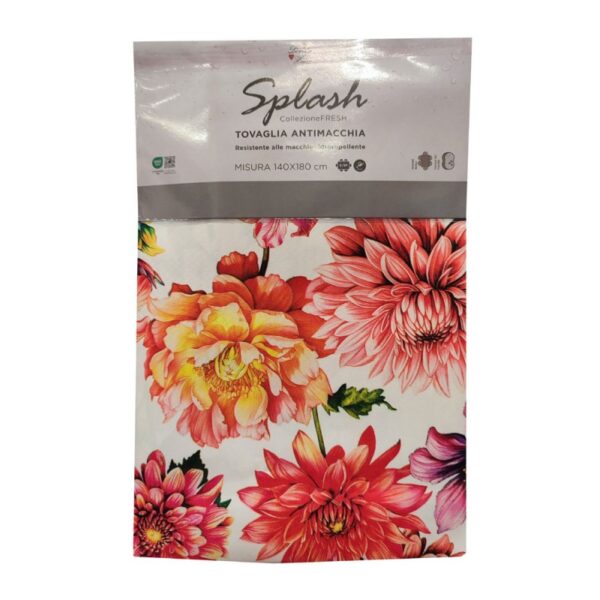 Tovaglia antimacchia con fiori 150x300cm