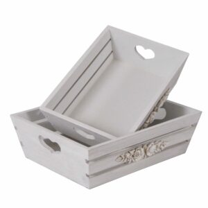 Vassoio in legno bianco shabby con roselline