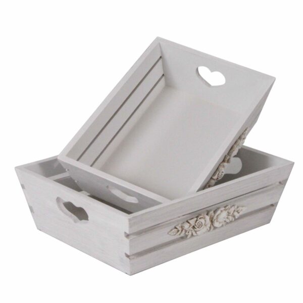 Vassoio in legno bianco shabby con roselline