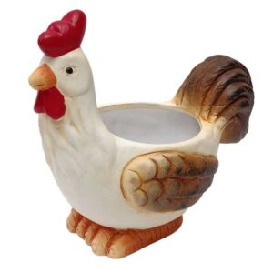 Gallina portavaso in ceramica