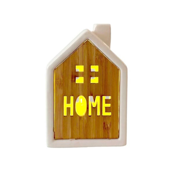 Casetta LED in ceramica e bamboo - immagine 2