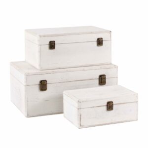 Bauletto in legno bianco shabby